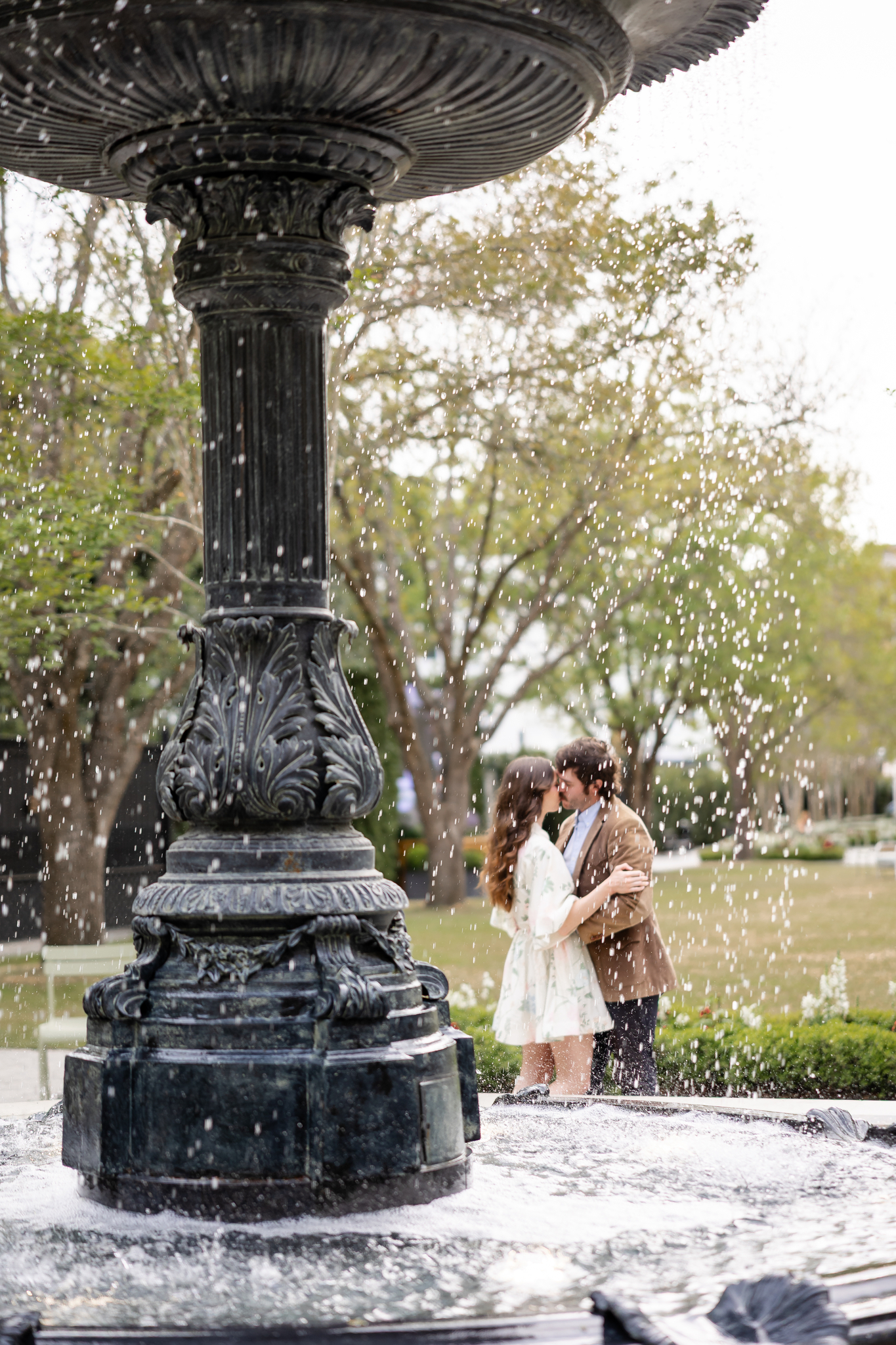 engagement session in charleston with fountains